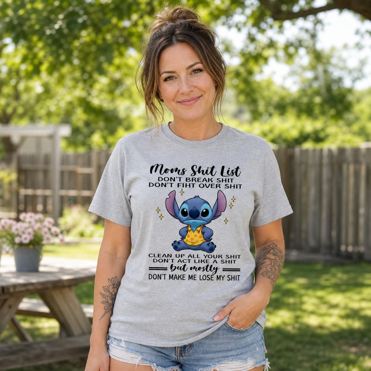 Moms Shit List Don’t Break Shit Don’t Fiht Over Shit Clean Up All Your Shit Don’t Act Like A Shit But Mostly Don’t Make Me Lose My Shit Stitch Shirt