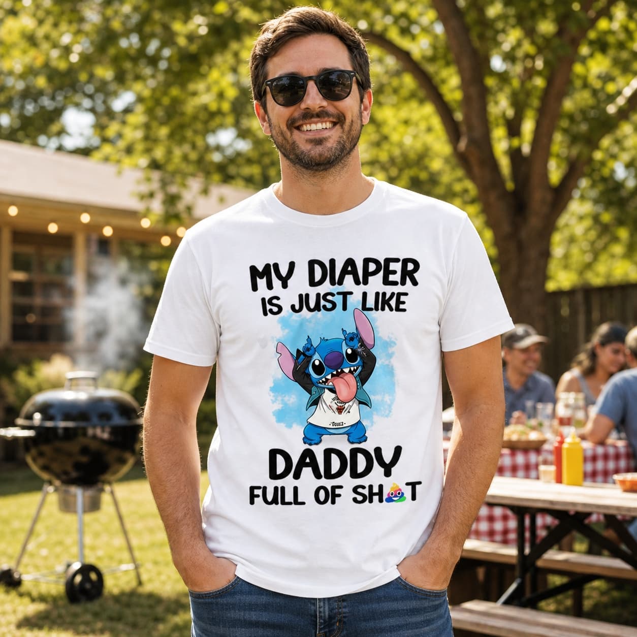 My Diaper Is Just Like Daddy Full Of Shit Stitch Shirt