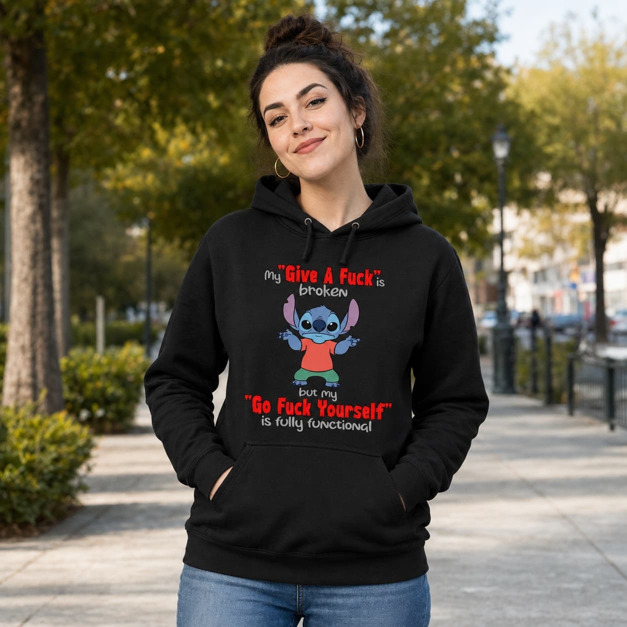 My Give A Fuck is Broken But Mu Go Fuck Yourself Is Fully Functional Stitch Shirt