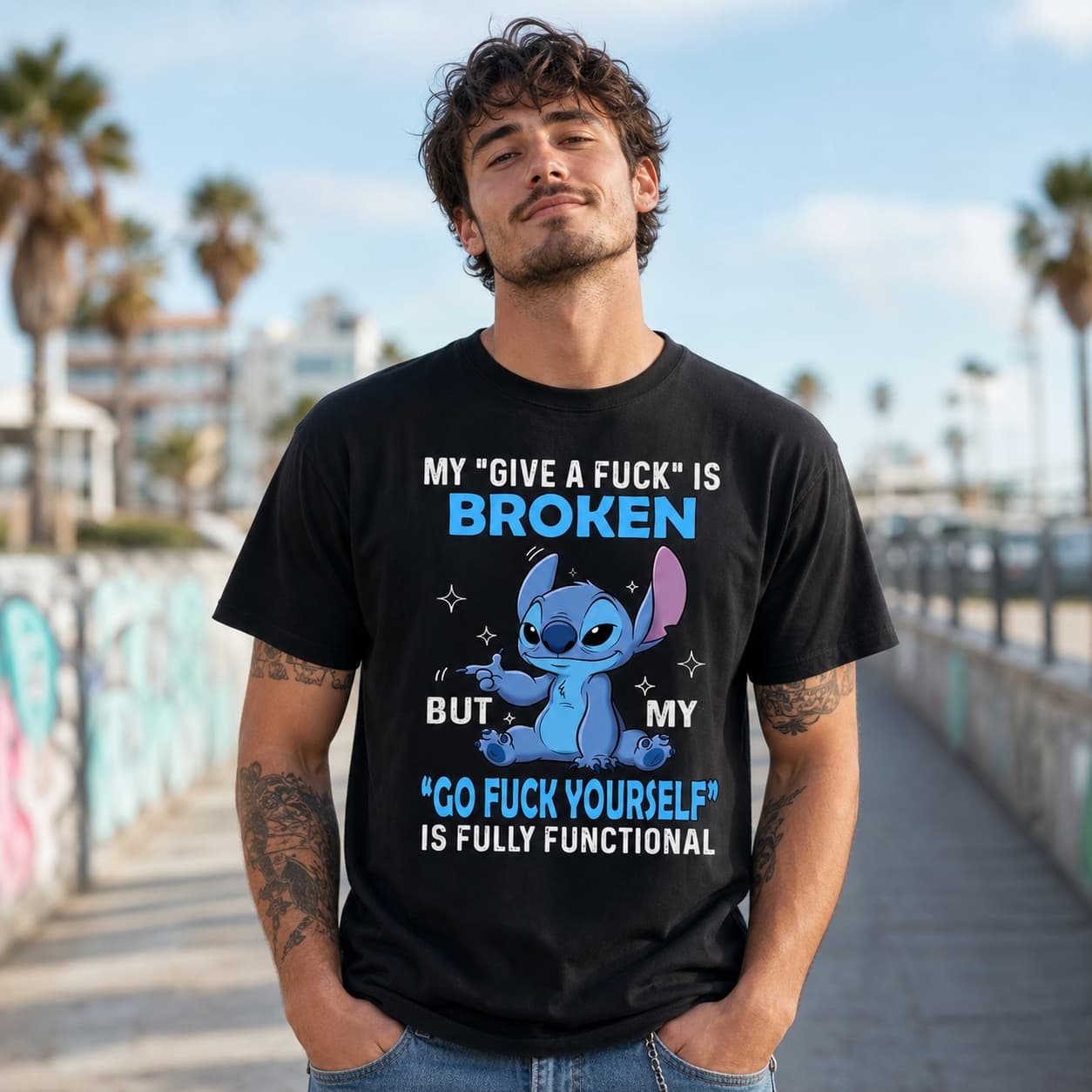 My Give A Fuck is Broken But My Go Fuck Yourself Is Fully Functional Stitch Shirt