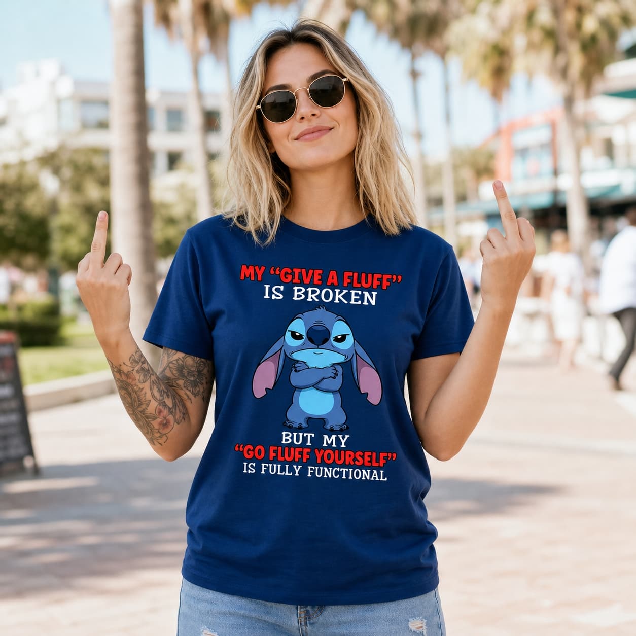 My Give A Fuckis Broken But Mu Go Fuck Yourself Is Fully Functional Stitch Shirt
