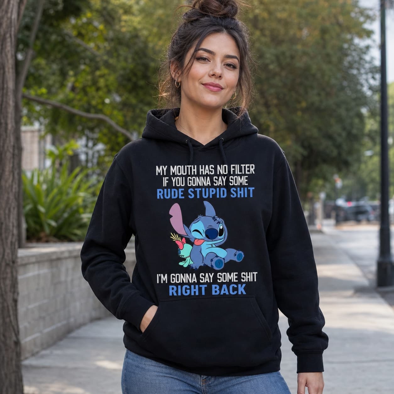 My Mouth Has No Filter If You Gonna Say Some Rude Stupid Shit I’m Gonna Say Some Shit Right Back Stitch Shirt