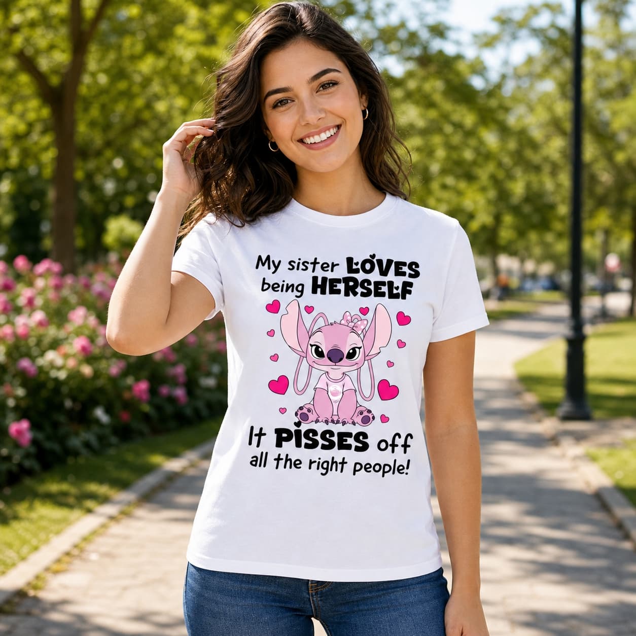 My Sister Loves Being Herself It Pisses Off All The Right People! Stitch Shirt