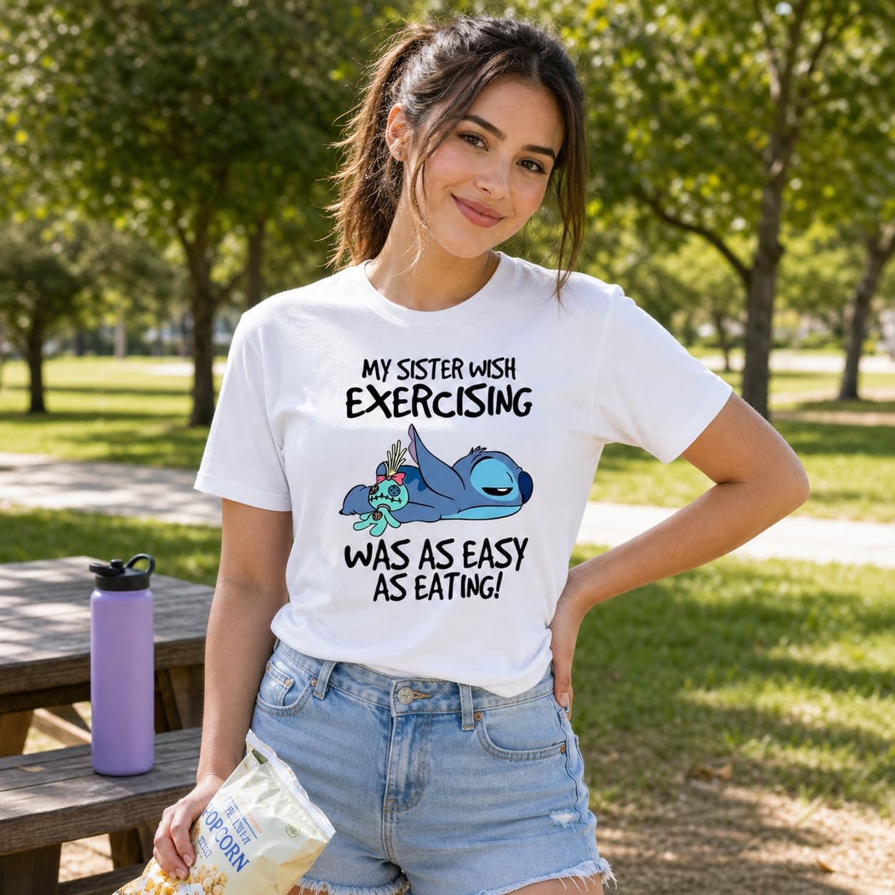 My Sister Wish Exercising Was As Easy As Eating! Stitch Shirt