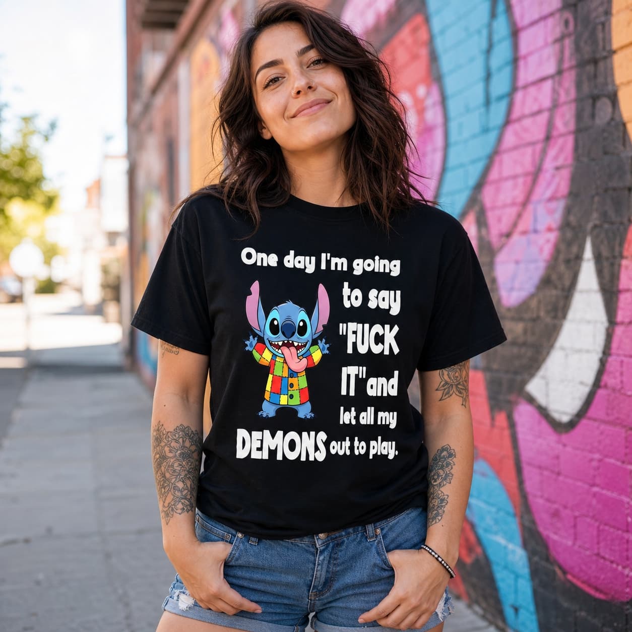 One Day I’m Going To Say Fuck It And Let All My Demons Out To Play-3 Stitch Shirt
