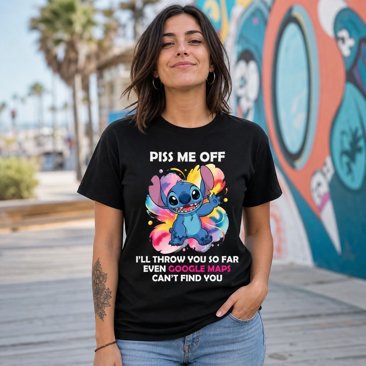 Piss Me Off I’ll Throw You So Far Even Google Maps Can’t Find You Stitch Shirt