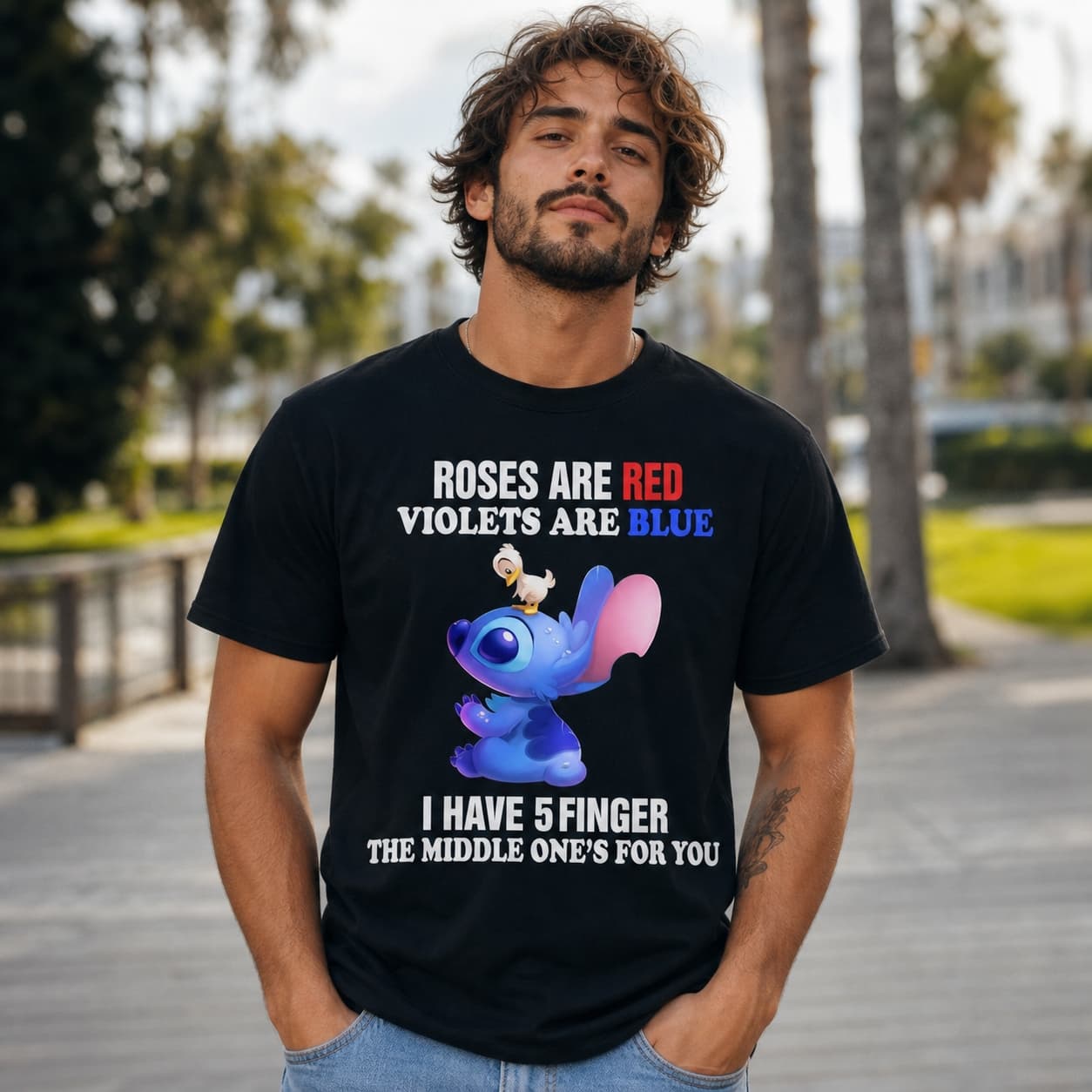 ROSE ARE RED VIOLETS ARE BLUE I HAVE 5FINGER THE MIDDLE ONE’S FOR YOU Stitch Shirt