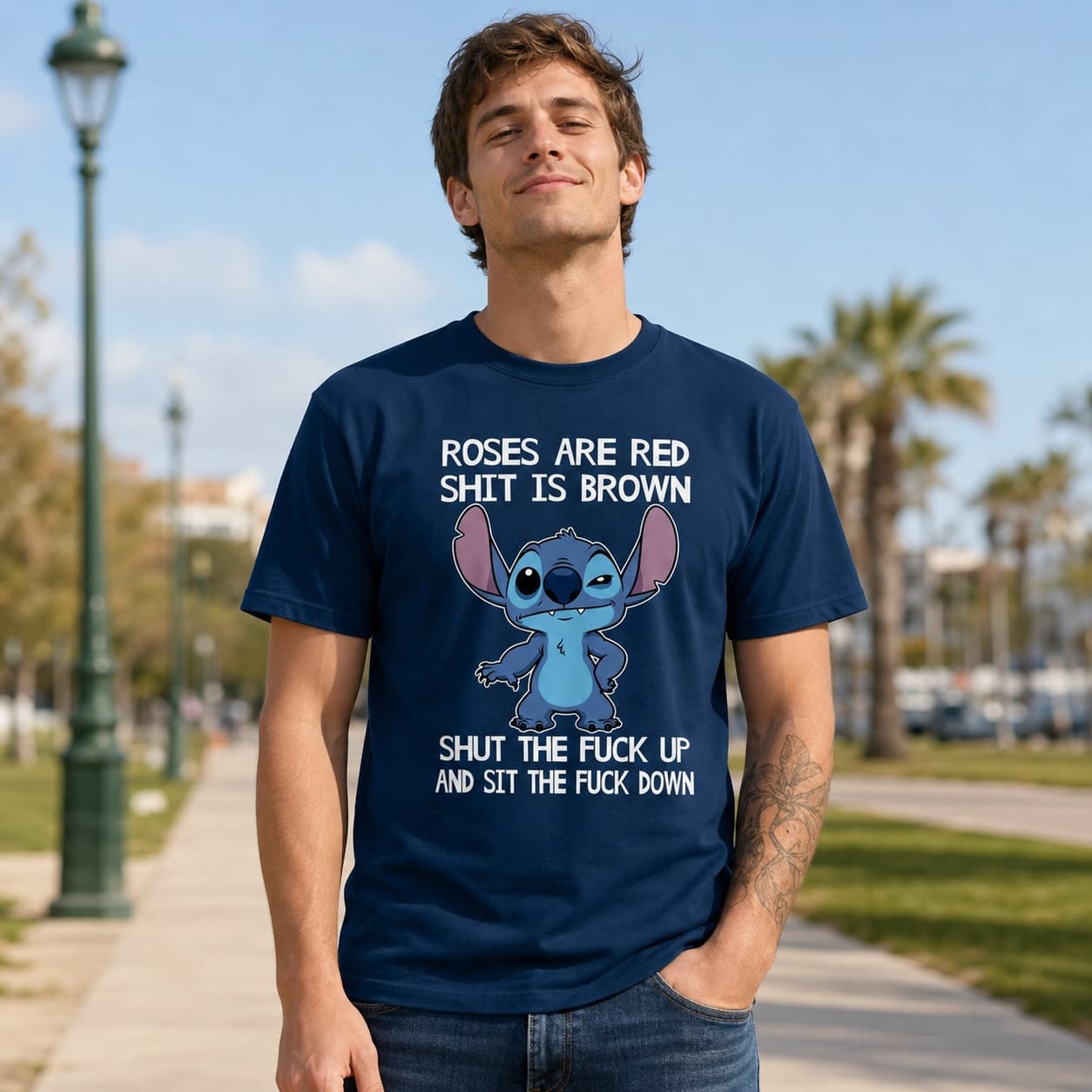 Roses Are Red Shit Is Brown Shut The Fuck Up And Sit The Fuck Down-3 Stitch Shirt