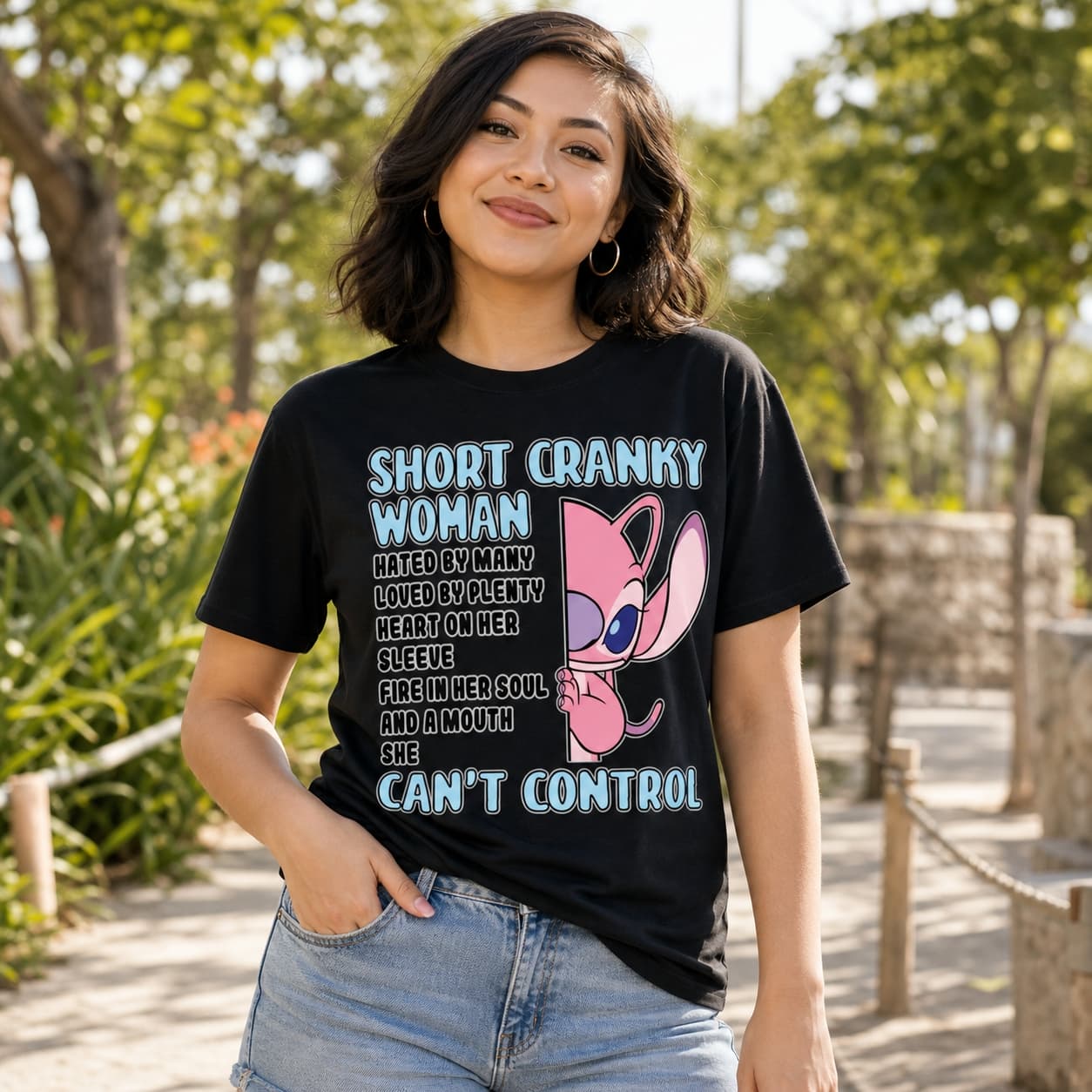 Short Cranky Woman Hated By Many Loved By Plenty Heart On Her Sleeve Fire In Her Soul And A Mouth She Can’t Control-9 Stitch Shirt