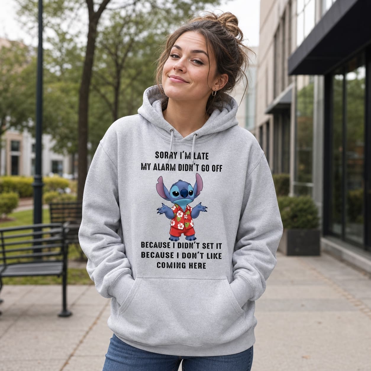 Sorry I’m Late My Alarm Didn’t Go Off Because I Didn’t Set It Because I Don’t Like Coming Here Stitch Shirt