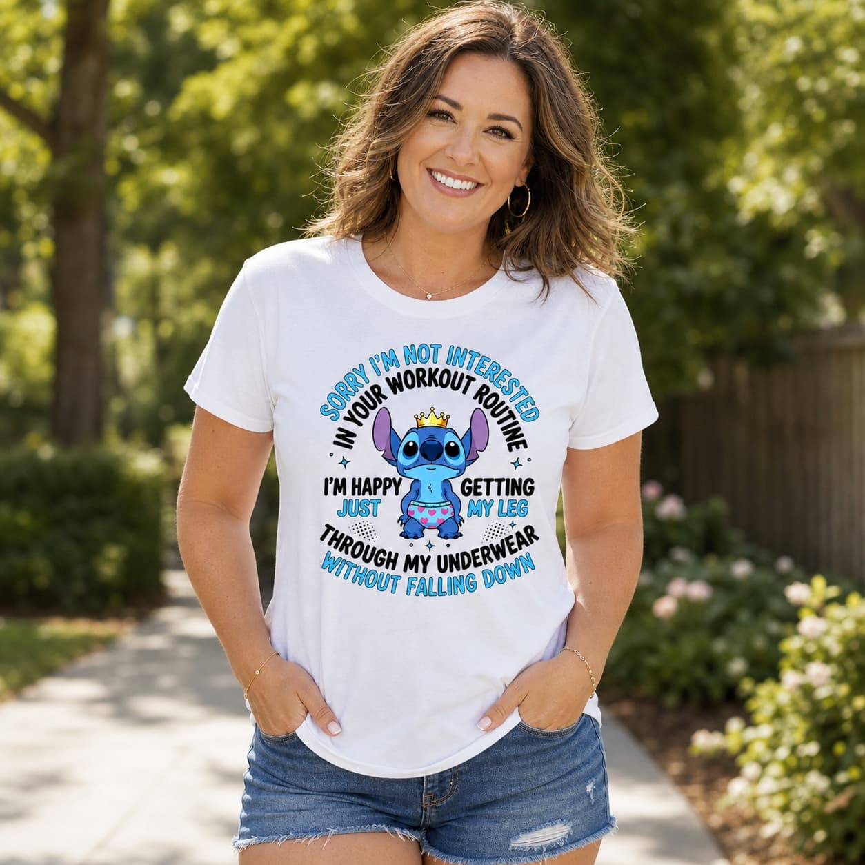 Sorry I’m Not Interested In Your Workout Routine I’m Happy Just Getting My Leg Through My Underwear Without Falling Down-5 Stitch Shirt