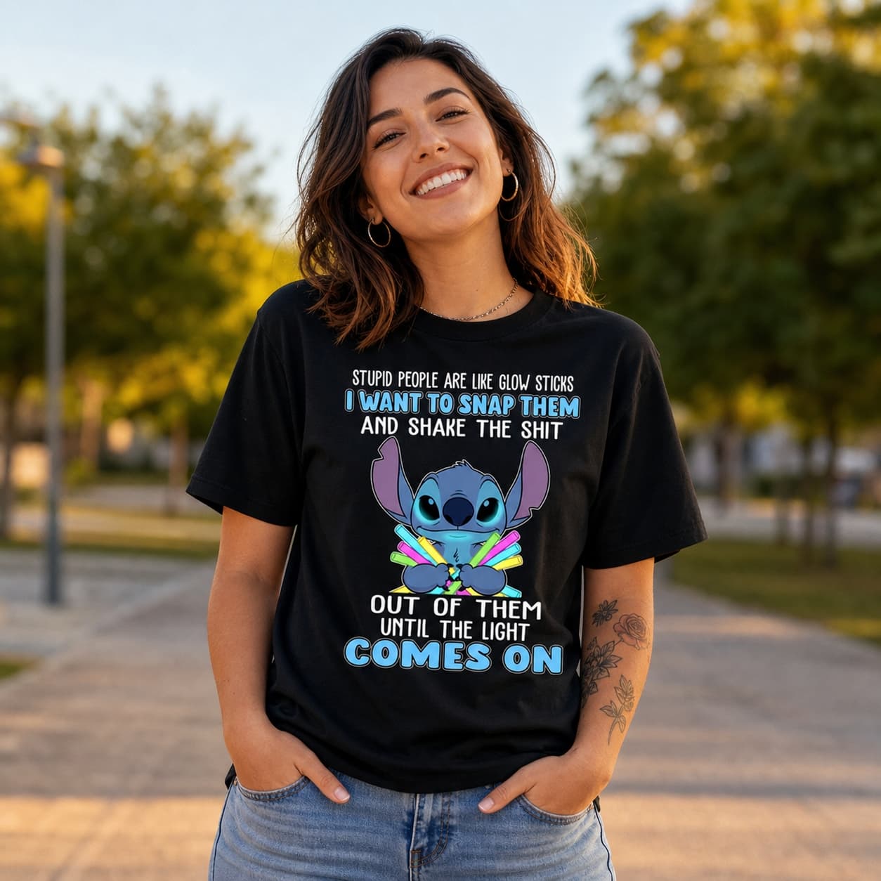 Stupid People Are Like Glow Sticks I Want To Snap Them And Shake The Shit Out Of Them Until The Light Comes On-4 Stitch Shirt
