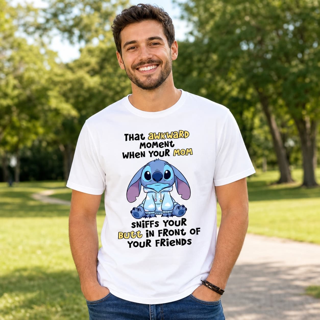 That Awkward Moment When Your Mom Sniffs Your Butt In Front Of Your Friends Stitch Shirt