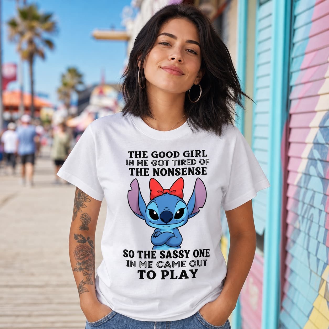 The Good Girl In Me Got Tired Of The Bullshit So The Bitch In Me Came Out To Play-3 Stitch Shirt