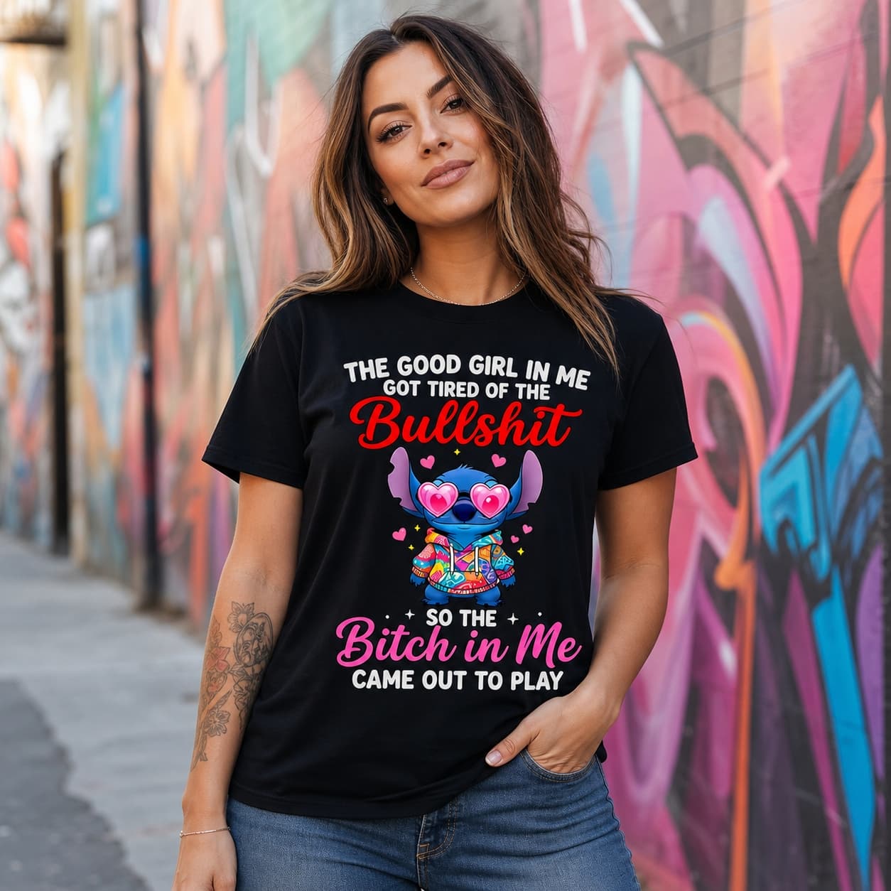 The Good Girl In Me Got Tired Of The Bullshit So The Bitch In Me Came Out To Play-5 Stitch Shirt