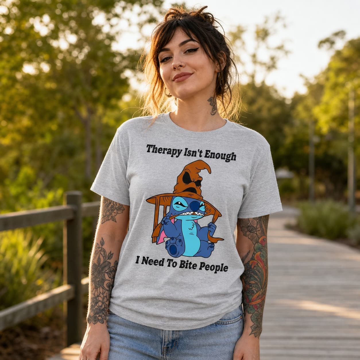 Therapy Isn’t Enough I Need To Bite People Stitch Shirt