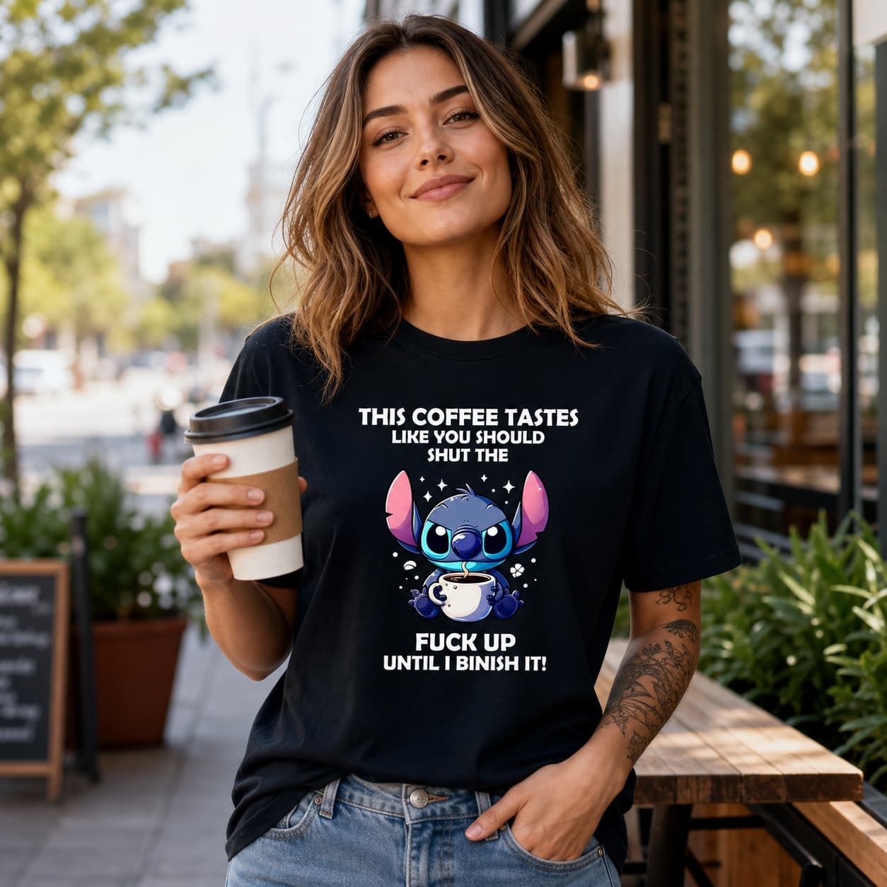 This Coffee Tastes Like You Should Shut The Fuck Up Until I Binish It! Stitch Shirt
