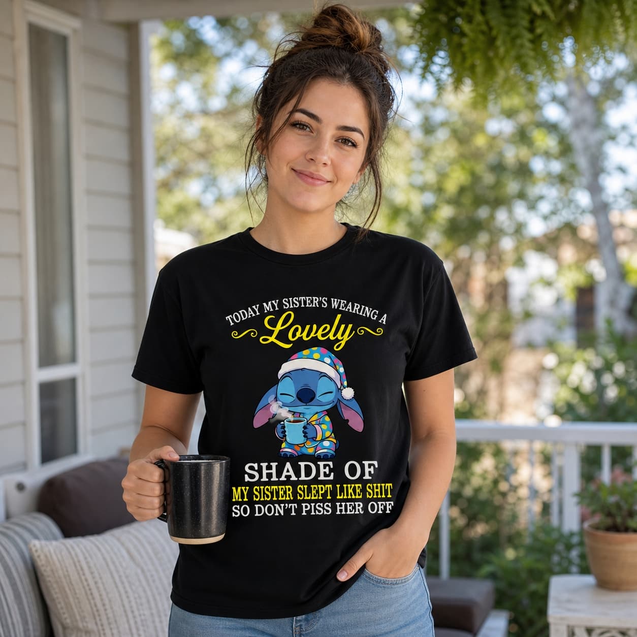 Today My Sister’s Wearing A Lovely Shade Of My Sister Slept Like Shit So Don’t Piss Her Off Stitch Shirt