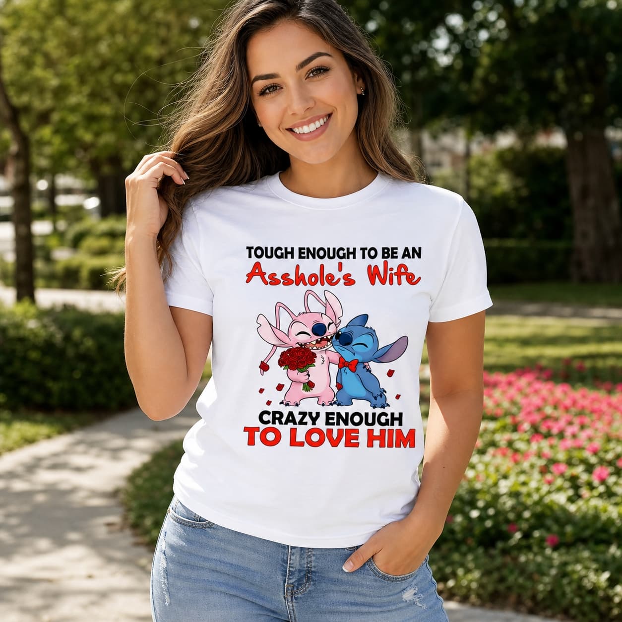 Tough Enough To Be An Asshole’s Wife Crazy Enough To Love Him Stitch Shirt