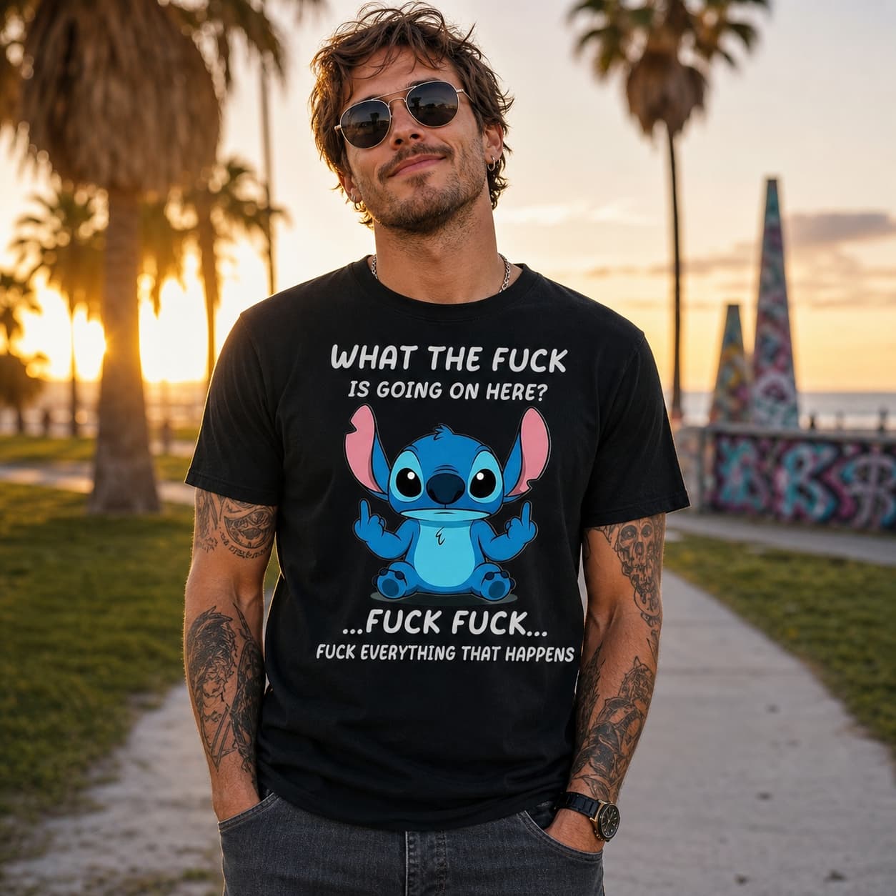 What The Fuck Is Going On Here …Fuck Fuck… Fuck Everything That Happens Stitch Shirt