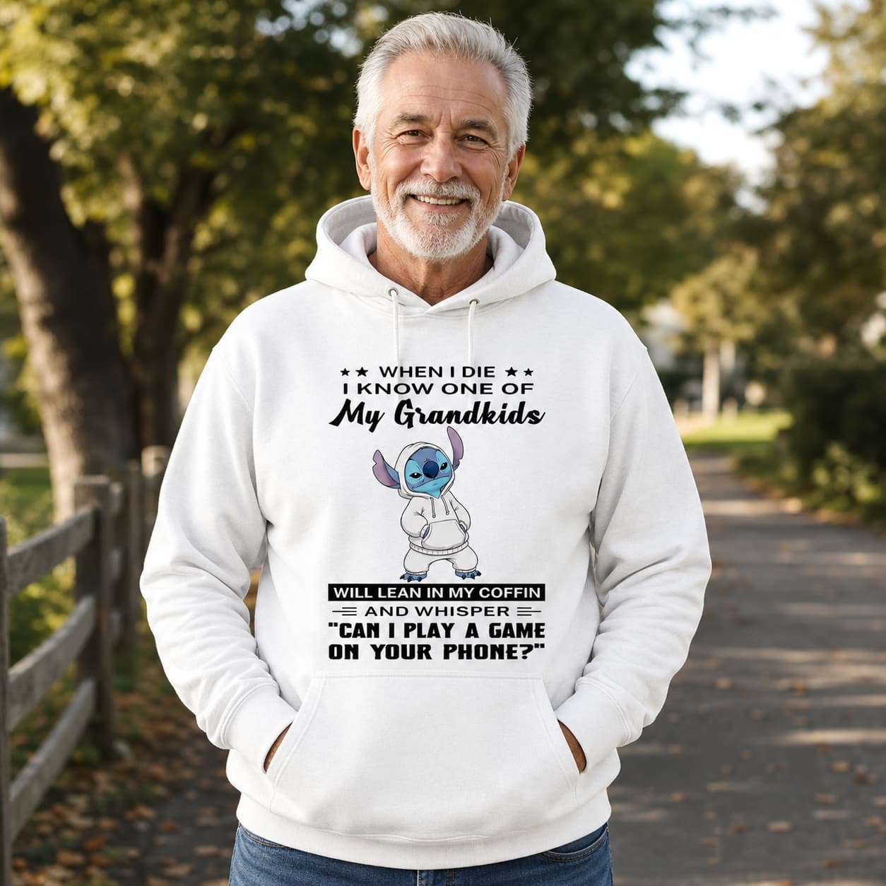When I Die I Know One Of My Grandkids Will Lean In My Coffin And Whisper Can I Play A Game On Your Phone Stitch Shirt