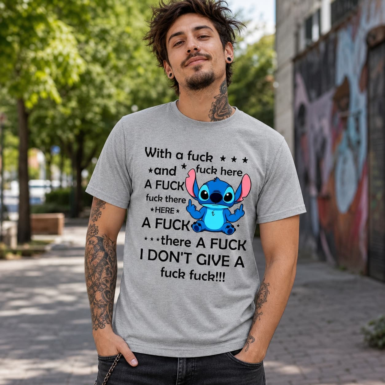 With A Fuck-Fuck Here And A Fuck Fuck There Here A Fuck. There A Fuck. I Don’t Give A Fuck Fuck!!!-2 Stitch Shirt