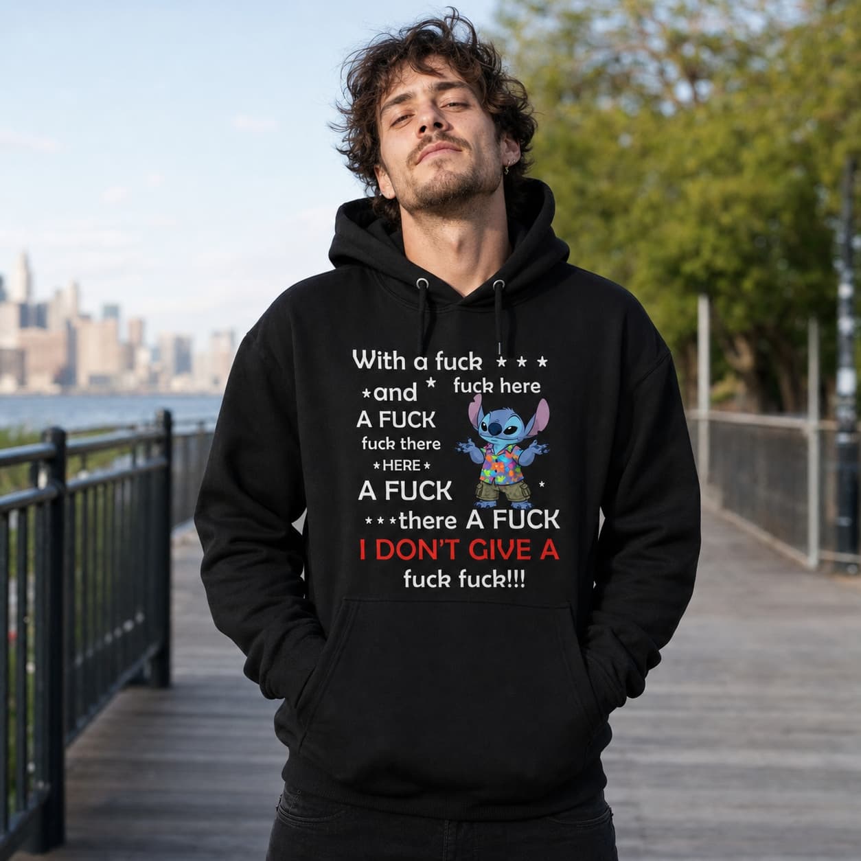 With A Fuck-Fuck Here And A Fuck Fuck There Here A Fuck. There A Fuck. I Don’t Give A Fuck Fuck!!!-4 Stitch Shirt